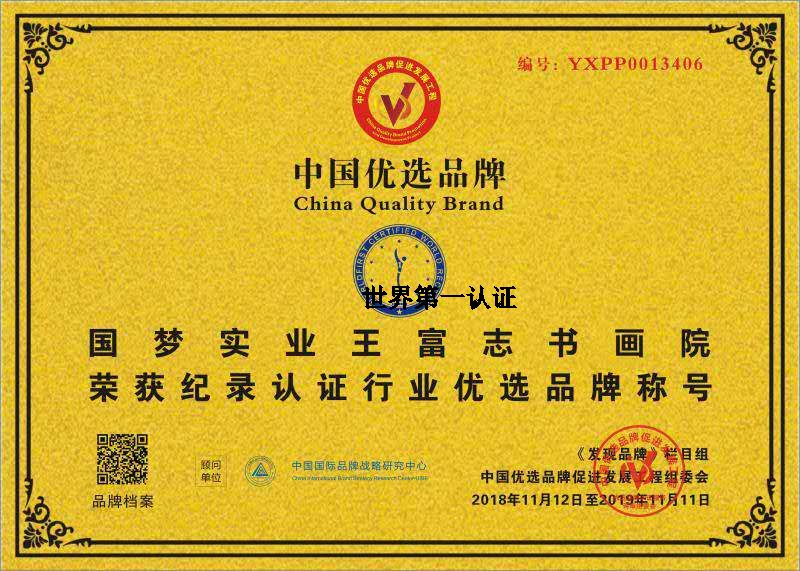 世界第一认证入选纪录认证行业中国优选品牌